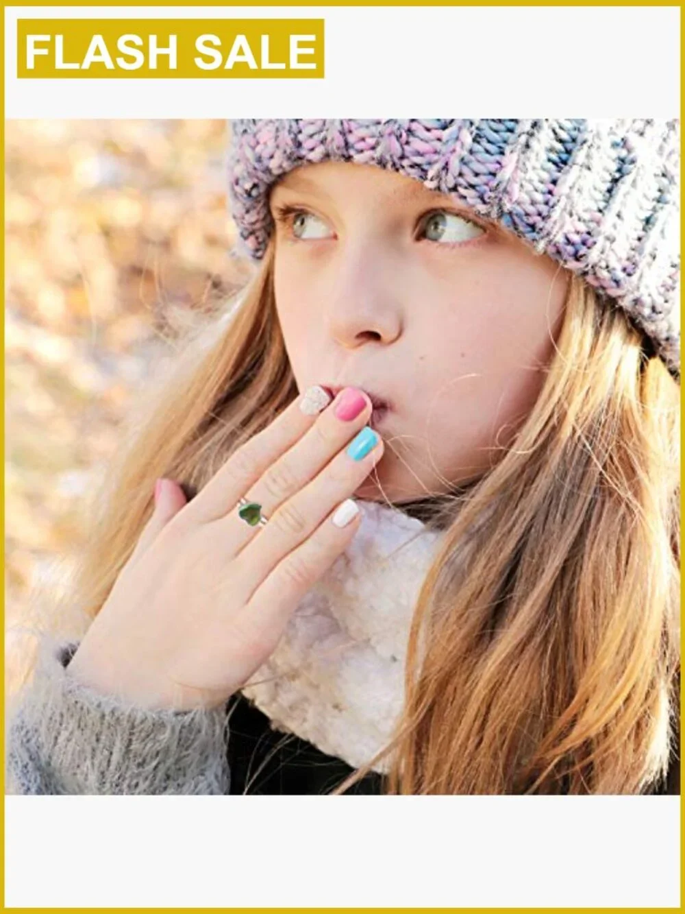 16 Pack Adjustable Mood Rings Heart Shape Color Changing Ring Set for Kids